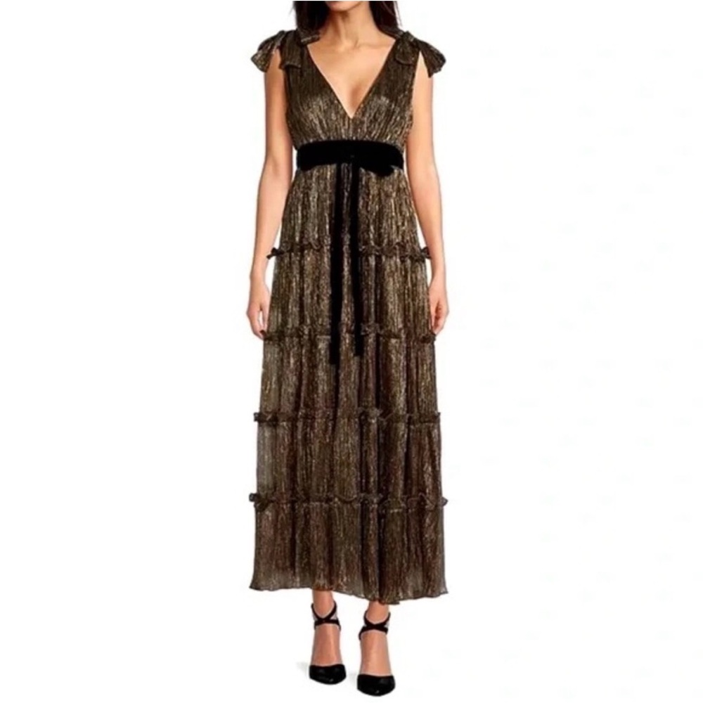 New, A Loves A, Evening Dress, Black, Metallic Gold and Silver Size L